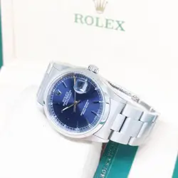 ROLEX 36MM OYSTER PERPETUAL BLUE STICKS DIAL DATEJUST REF: 16200 (2005)
