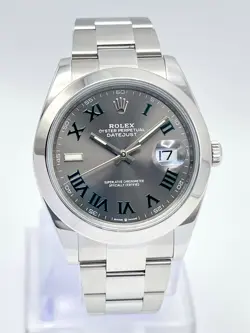 GENTS ROLEX DATEJUST 126300 41MM GREEN ROMAN GREY WIMBLEDON DIAL BOX PAPERS 2020