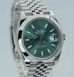 ROLEX DATEJUST 41126300 JUBILEE MINT GREEN STICK DIAL BOXES/PAPERS!