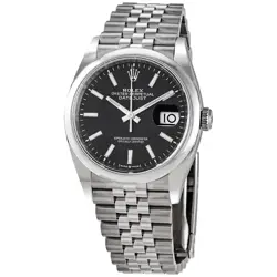 ROLEX DATEJUST 36 AUTOMATIC BLACK DIAL MEN'S JUBILEE WATCH 126200BKSJ