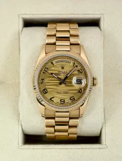 1989 ROLEX DAY-DATE 36MM 18238 PRESIDENTIAL CHAMPAGNE WAVE DIAL