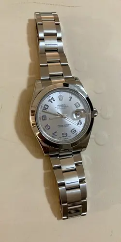 ROLEX DATEJUST II 41MM REFERENCE 116300 SILVER DIAL WITH ARABIC NUMBERS WITH B+P