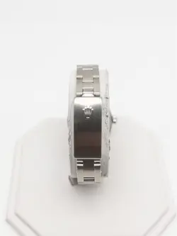 $9000 ROLEX OYSTER PERPETUAL NO HOLES BLACK DIAL SS Ladies Watch SERVICED