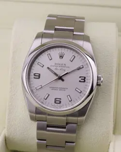 2007 ROLEX AIR-KING SILVER DIAL OYSTER BRACELET 34MM AUTOMATIC WATCH 114200