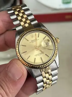 ROLEX DATEJUST WATCH REFERENCE 1601 STEEL GOLD VINTAGE