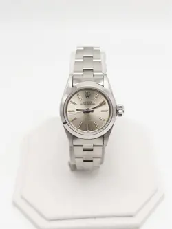 RARE $9000 ROLEX OYSTER PERPETUAL SILVER DIAL SS LADIES WATCH SERVICED 1990S