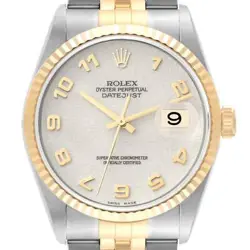 ROLEX DATEJUST STEEL YELLOW GOLD IVORY ANNIVERSARY DIAL MENS WATCH 16233