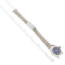 ROLEX DATEJUST STEEL YELLOW GOLD BLUE VIGNETTE DIAMOND DIAL LADIES WATCH 79173