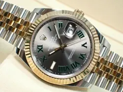 ROLEX DATEJUST 41 SLATE/GREEN ROMAN JUBILEE BRACELET YG COMBI 126333 TO206076