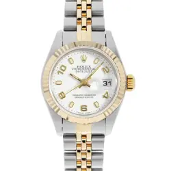 ROLEX DATEJUST 69173 WHITE FLYING ARABIC T NUMBER SECOND HAND WOMEN