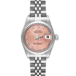 ROLEX DATEJUST SALMON ROMAN DIAL STEEL WHITE GOLD LADIES WATCH 79174