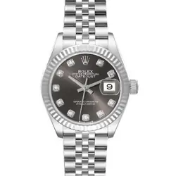 ROLEX DATEJUST 28 STEEL WHITE GOLD DIAMOND DIAL LADIES WATCH 279174 BOX CARD