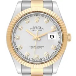 ROLEX DATEJUST 41 STEEL YELLOW GOLD SILVER DIAMOND DIAL WATCH 116333