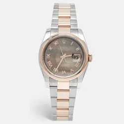 ROLEX BROWN MOTHER OF PEARL 18K EVEROSE GOLD OYSTERSTEEL DATEJUST 116201