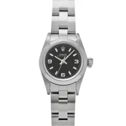 USED ROLEX OYSTER PERPETUAL 67180 BLACK CASE SIZE 24×24MM LADIES WATCH #51412