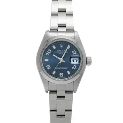 USED ROLEX OYSTER PERPETUAL DATE 69160 BLUE LADIES WATCH #51812