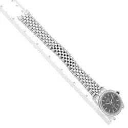 ROLEX DATEJUST BLACK DIAL DIAMOND STEEL MENS WATCH 116244