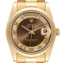 ROLEX DAY DATE PRESIDENT YELLOW GOLD MYRIAD DIAMOND DIAL MENS WATCH 118238