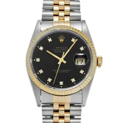 USED ROLEX DATEJUST 16233G BLACK CASE SIZE 36×36MM MEN'S WATCH #545812