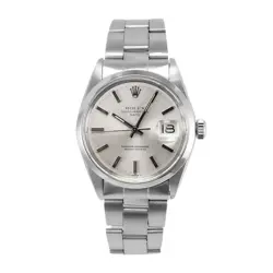 1970 VINTAGE ROLEX DATE 34MM 1500 SILVER DIAL OYSTER STAINLESS STEEL WATCH