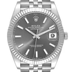 ROLEX DATEJUST 41 STEEL WHITE GOLD SLATE DIAL MENS WATCH 126334 BOX CARD