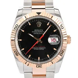 USED ROLEX TURNOGRAPH 116261 BLACK CASE SIZE 36MM MEN'S WATCH #51612
