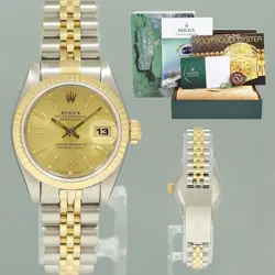 2024 RSC PAPERS LADIES ROLEX DATEJUST 26MM 69173 TWO TONE CHAMPAGNE GOLD JUBILEE