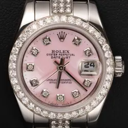 ROLEX DATEJUST 179174 DIAMOND BEZEL OYSTER WATCH 26MM PINK MOP DIAL 2.56CT