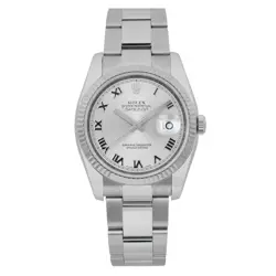 ROLEX DATEJUST 36MM STEEL SILVER ROMAN DIAL AUTOMATIC WATCH 116234