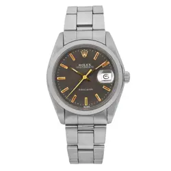 VINTAGE ROLEX OYSTERDATE PRECISION 34MM STEEL MANUAL WIND BLACK DIAL WATCH 6694