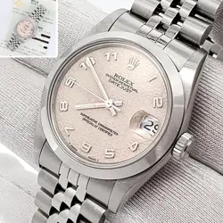 ROLEX DATEJUST 31MM CREAM JUBILEE ARABIC DIAL STEEL WATCH PAPERS 68240