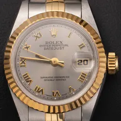 ROLEX DATEJUST 69173 FLUTED BEZEL TWO-TONE JUBILEE WATCH 26MM SILVER ROMAN DIAL