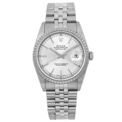 ROLEX DATEJUST 36MM NO HOLES STEEL SILVER DIAL AUTOMATIC WATCH 16220