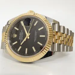 ROLEX DATEJUST 41 18KT YELLOW GOLD & STAINLESS STEEL BLACK DIAL JUBILEE 126333