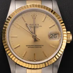 ROLEX DATEJUST 68273 FLUTED BEZEL TWO-TONE JUBILEE WATCH 31MM CHAMPAGNE DIAL