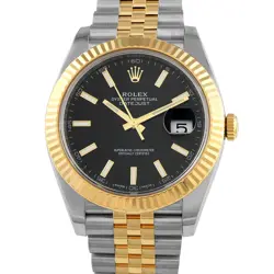 ROLEX DATEJUST 41 BLACK DIAL TWO-TONE JUBILEE WATCH 126333