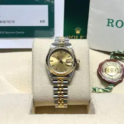 ROLEX 69173 LADY-DATEJUST 26MM STEEL YELLOW GOLD CHAMPAGNE DIAL JUBILEE 1985