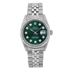 ROLEX DATEJUST 36MM STEEL CUSTOM GREEN DIAL AUTOMATIC MEN WATCH 1601