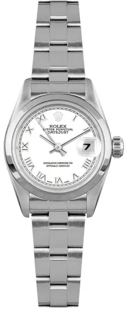 ROLEX OYSTER PERPETUAL 26MM AUTOMATIC WHITE DIAL SMOOTH BEZEL LADIES DRESS WATCH
