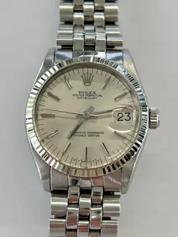 ROLEX DATEJUST STEEL & 18K GOLD BEZEL SILVER STICK SIGMA DIAL 31MM ROLEX 6827