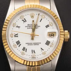ROLEX DATEJUST 68273 FLUTED BEZEL TWO-TONE JUBILEE WATCH 31MM WHITE DIAL