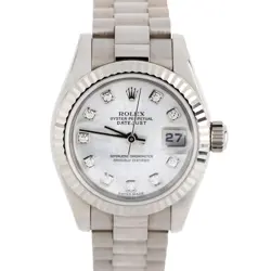 ROLEX DATEJUST PAPERS PRESIDENT 18K MOTHER OF PEARL DIAMOND 179179 WATCH BOX