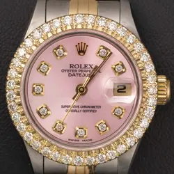 ROLEX DATEJUST 69173 DIAMOND BEZEL TWO-TONE JUBILEE WATCH 26MM PINK DIAL 1.25CT
