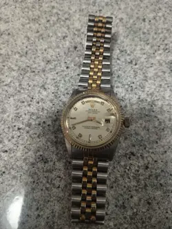 TWO TONE CHROME AND 14KT GOLD ROLEX WATCH