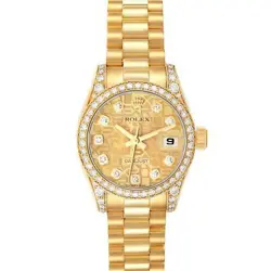 ROLEX PRESIDENT DATEJUST YELLOW GOLD DIAMOND DIAL LADIES WATCH 179158 BOX PAPERS