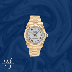 Rolex Datejust 68278 Mid-size 31mm 18KY Gold White Roman Dial Fluted President