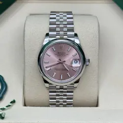 ROLEX DATEJUST 31 NEW 2025 PINK INDEX DIAL STAINLESS STEEL SMOOTH BEZEL JUBILEE