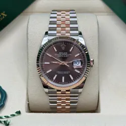 ROLEX DATEJUST 36 NEW 2025 CHOCOLATE INDEX DIAL TWO TONE ROSE GOLD JUBILEE