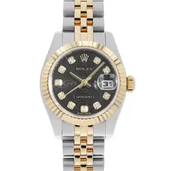 ROLEX DATEJUST 10P DIAMOND 179173G BLACK CARVING COMPUTER M NUMBER SECOND HA...