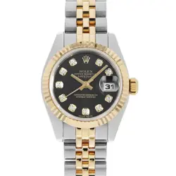 ROLEX DATEJUST 10P DIAMOND 179173G BLACK D NUMBER SECOND HAND WOMEN